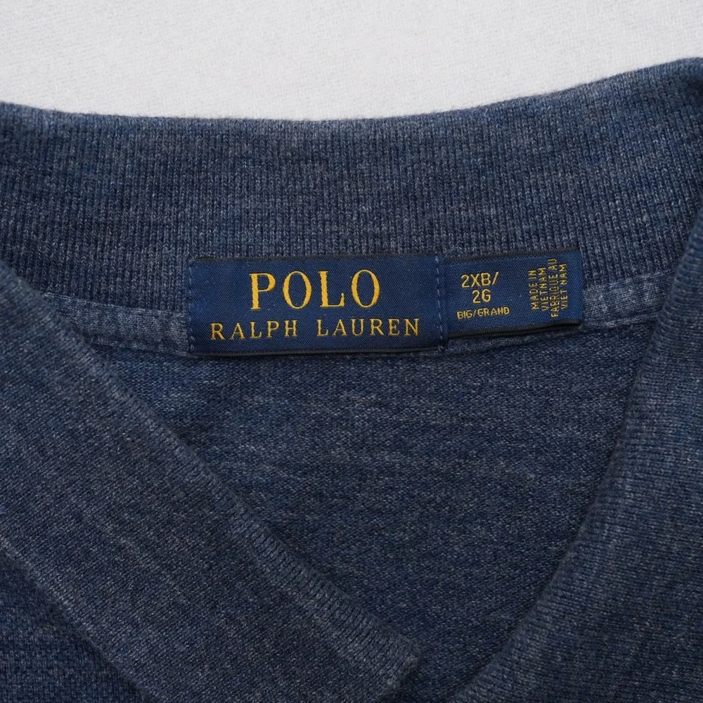 Polo Ralph Lauren Polo Mens 2XB Blue Heathered Pique Big Tall Red‎ Pony